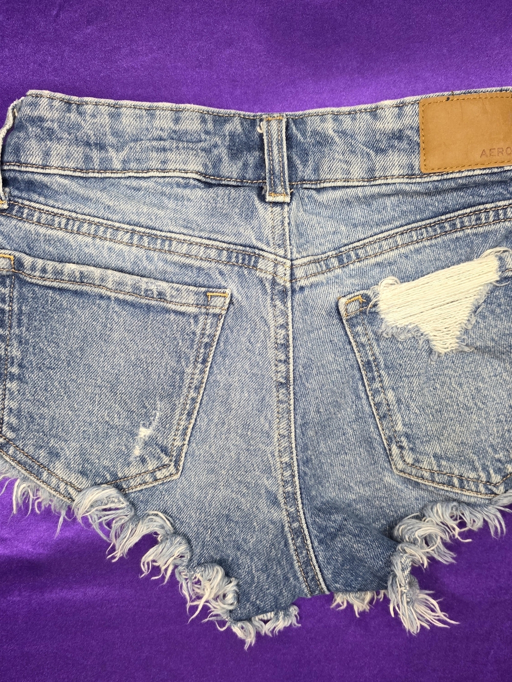 Aeropostale Vintage Denim  Low Rise Shorty Cut Off Shorts - Size 000 - Picture 9 of 9